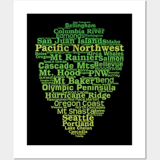 Pacific Northwest Word List Cloud Posters and Art